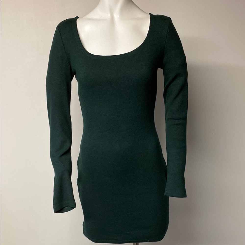 SEEK The Label Bodycon Ribbed Hunter Green Mini Dress Size Med NWT